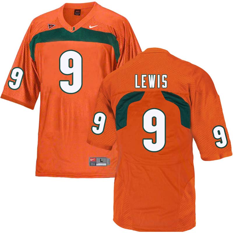 Nike Miami Hurricanes #9 Malcolm Lewis College Football Jerseys Sale-Orange - Click Image to Close